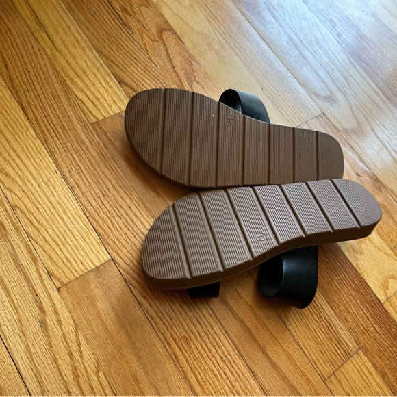 Cloudwalkers open-toe sandals with black leather buckle and raffia wood 8W wide - Picture 4 of 13